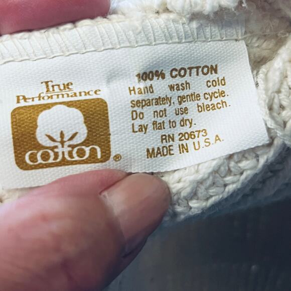 McBriar VTG 90s Blue Streak Sweater Men Pullover Cream Ribbed Knit Cotton L - Picture 6 of 6